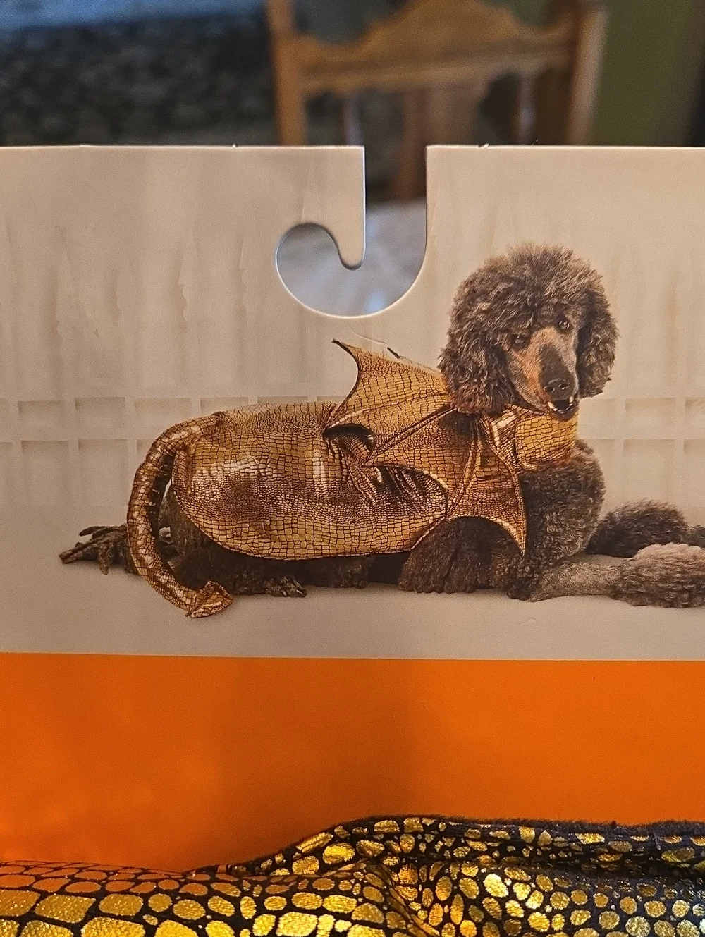 DOG *DRAGON* HALLOWEEN COSTUME - GOLD METALLIC - FITS UP T0 40 LBS - NEW